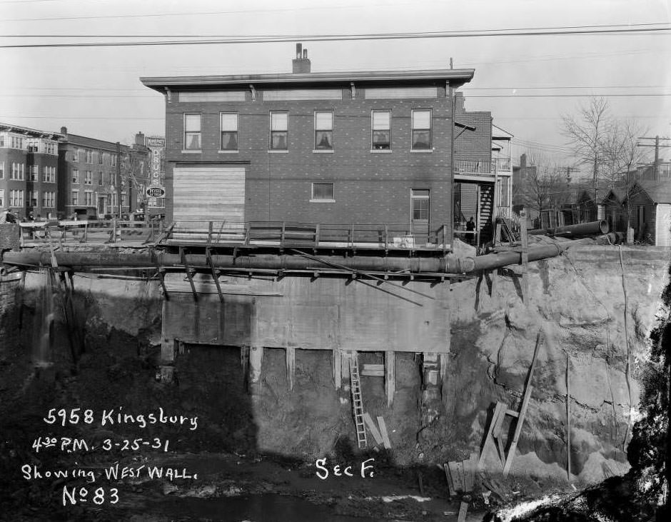 Kingsbury Pharmacy in 1931 sewer work caused collapse of the building.