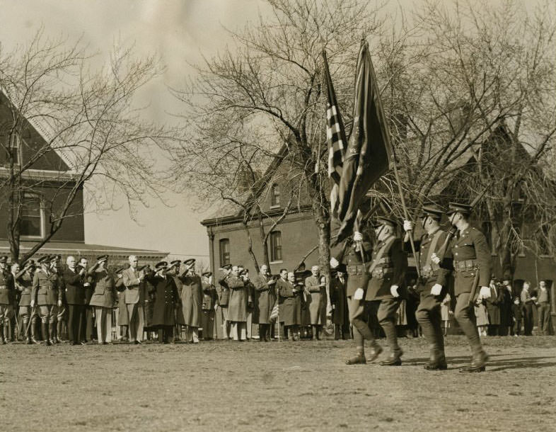Army Day parade in 1937 at Jefferson Barracks, sponsored by the Military Order of the World War.