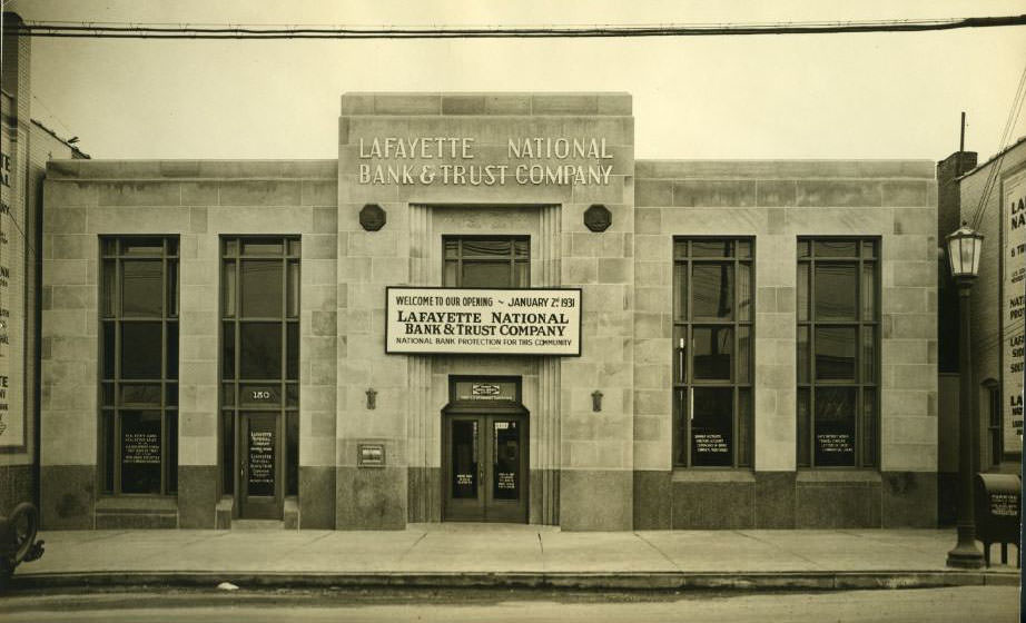 New Lafayette National Bank and Trust Company Building in Luxemburg in 1931.