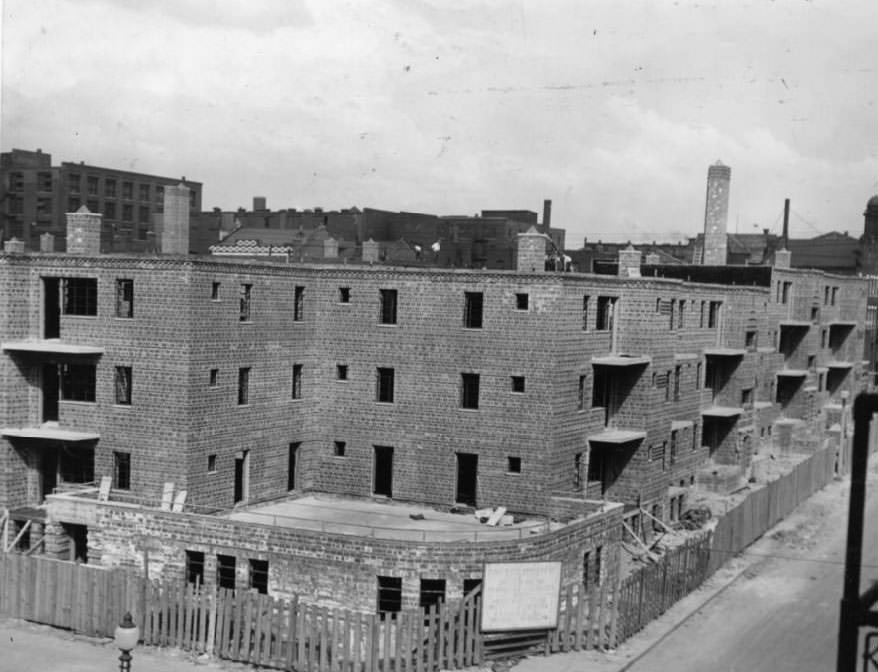 Exterior of Neighborhood Gardens Apartments, 1930.