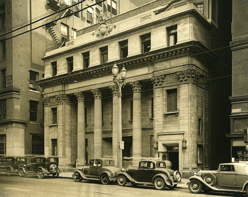 Former quarter of Franklin-American Company to become new bank, 1930.