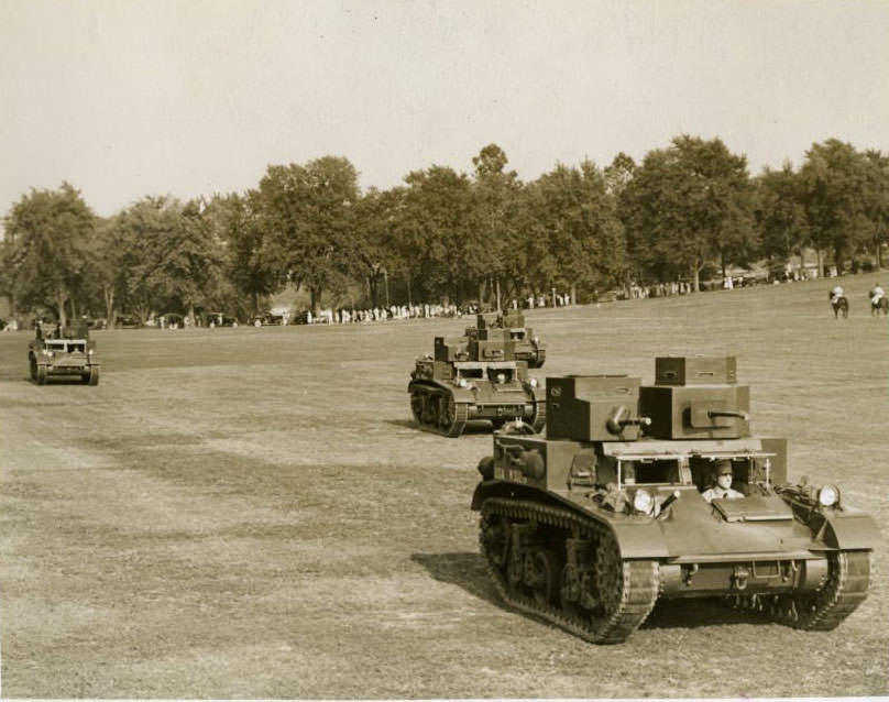 Sixth Infantry reviews before commanding officer, Colonel Joseph A Atkins, 1930