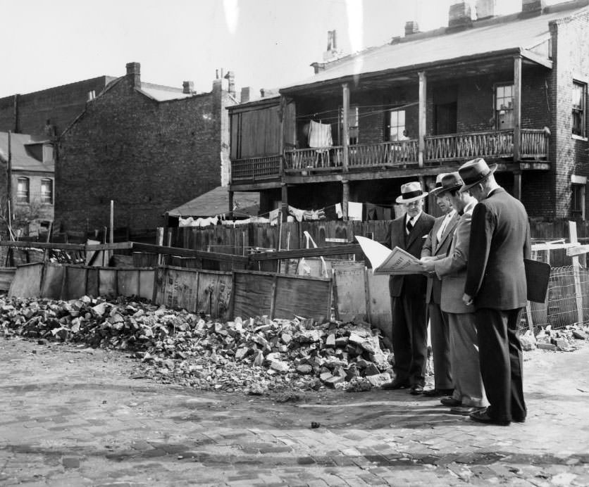 Inspection tour of redevelopment program at Fourteenth and Carr streets, 1930