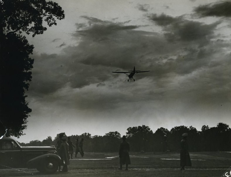 Red and Blue armies represented by planes during maneuvers at Jefferson Barracks, 1930