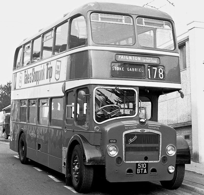 Here's the bus, Paignton bus station, 1970