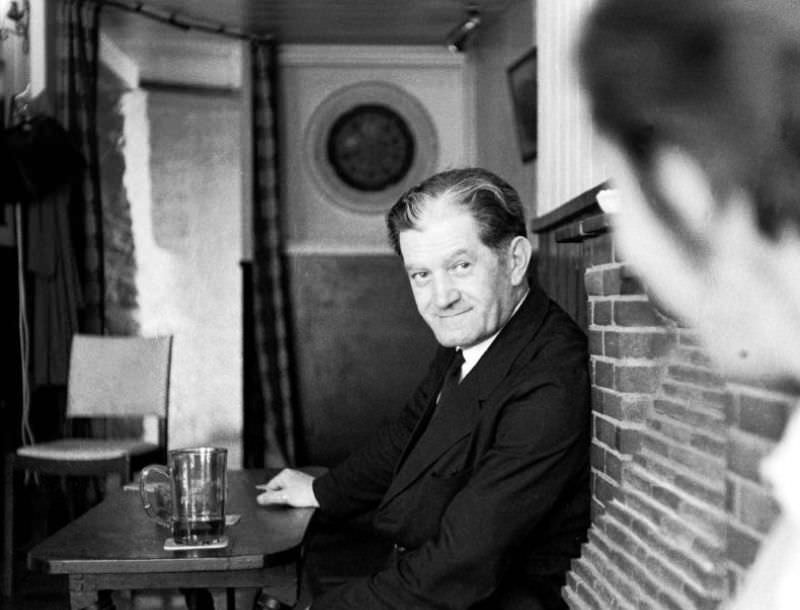 Mick the inspector in the pub across the bridge from the Plains, Totnes pub, 1970