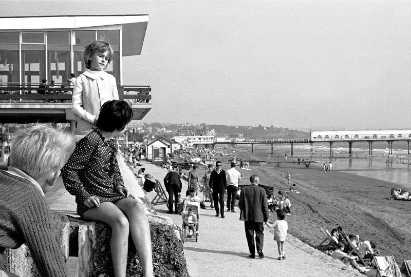 Seafront and beach at Paignton on a great summer day, 1970