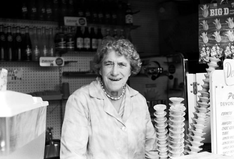 The lady from the ice cream stall, Paignton bus station, 1970