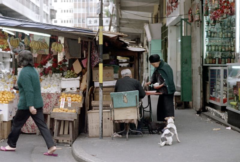 Fruit stand, Hong Kong, 1972