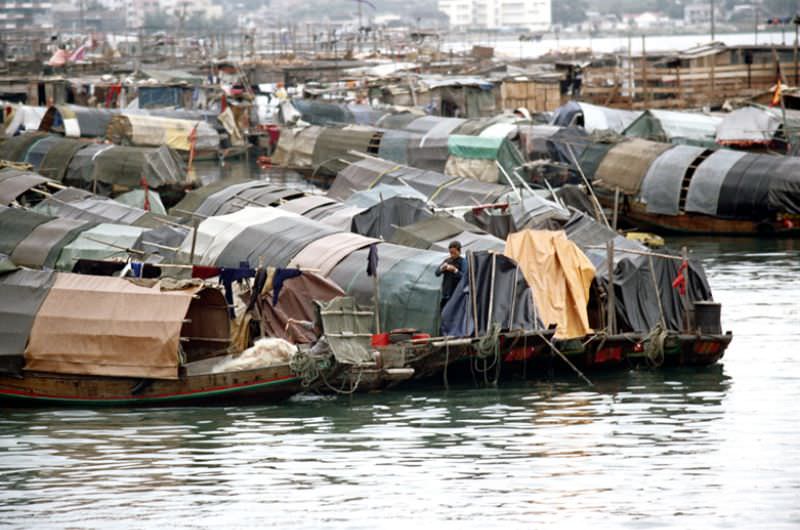 Houseboats, Hong Kong, 1972