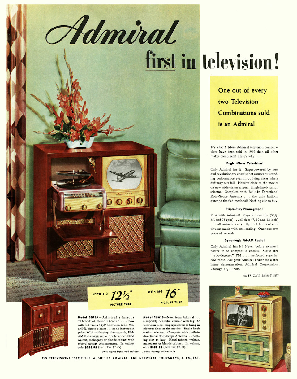 Vintage Ads of Admiral Televisions From the 1950s