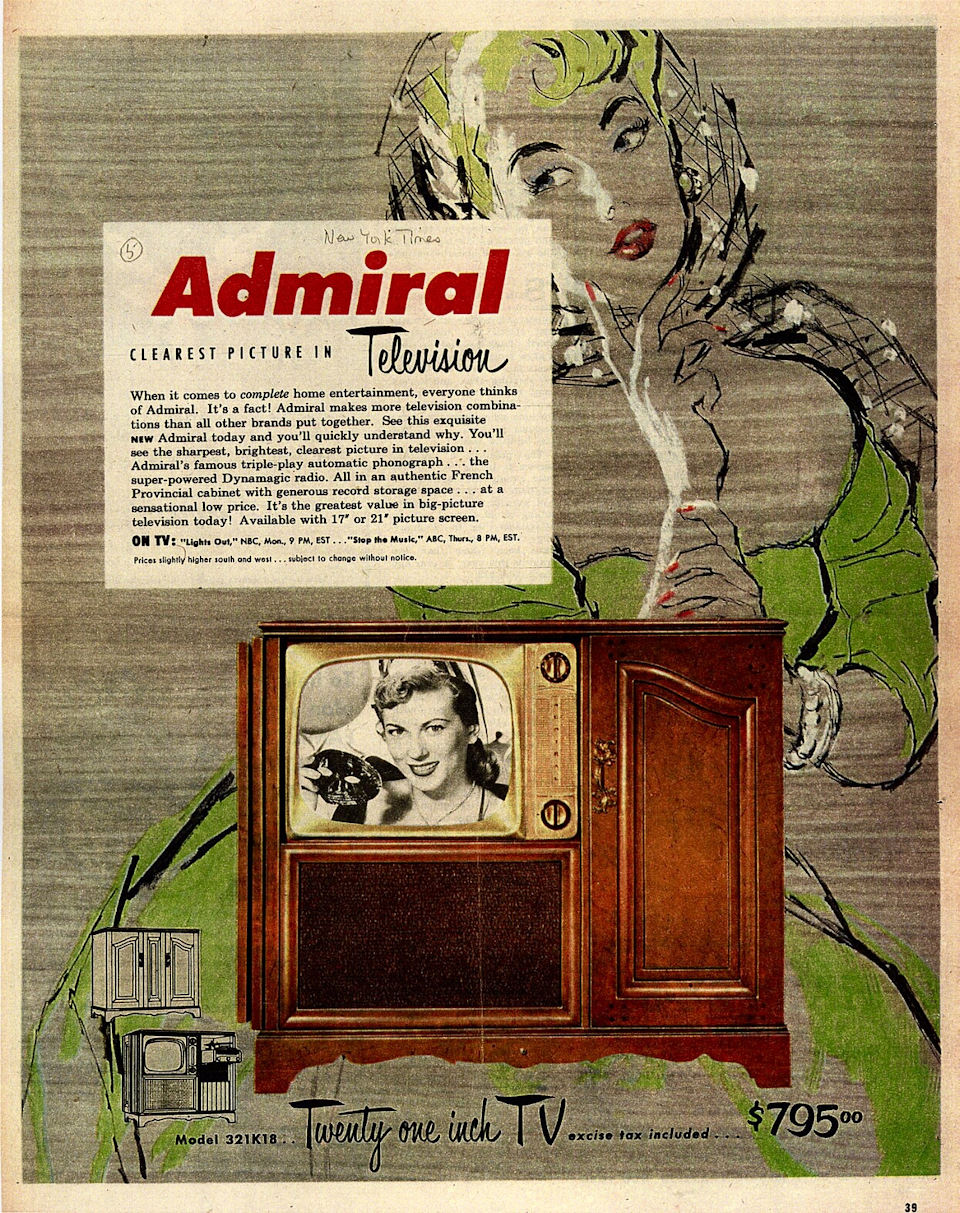 Vintage Ads of Admiral Televisions From the 1950s