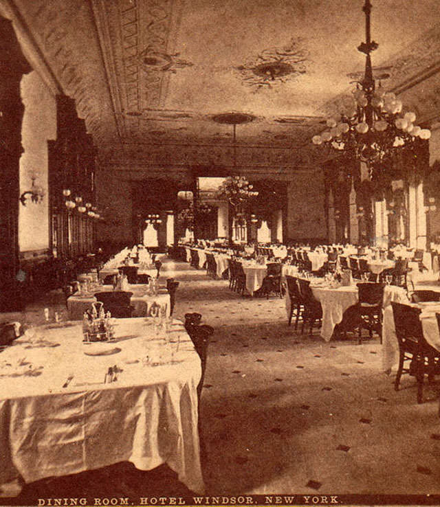 Dining Room of Hotel Windsor, NYC, 1860s