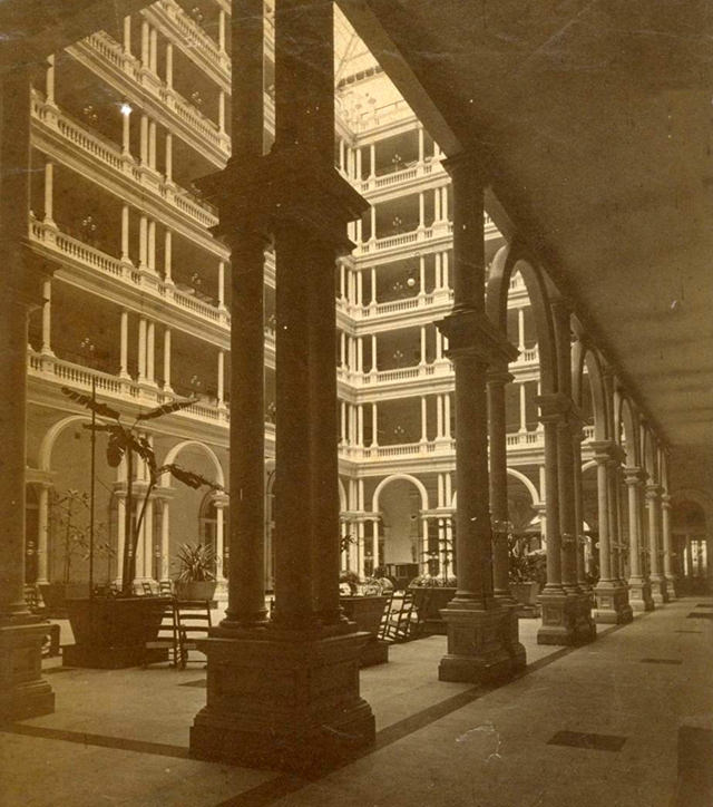 Palace Hotel Courtyard, San Francisco, CA, 1870s.