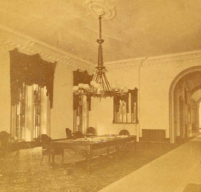 Reading Room of United States Hotel, Saratoga, NYC, 1870s