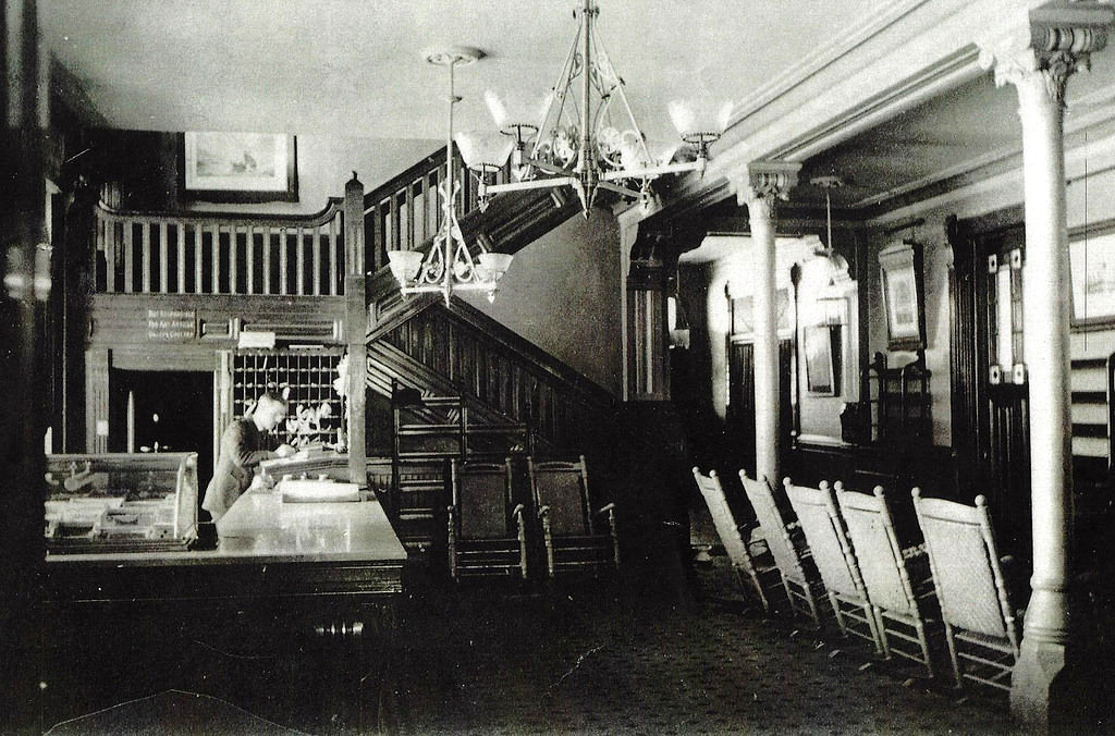 Lobby of Pullman Hotel, Chicago, 1880s