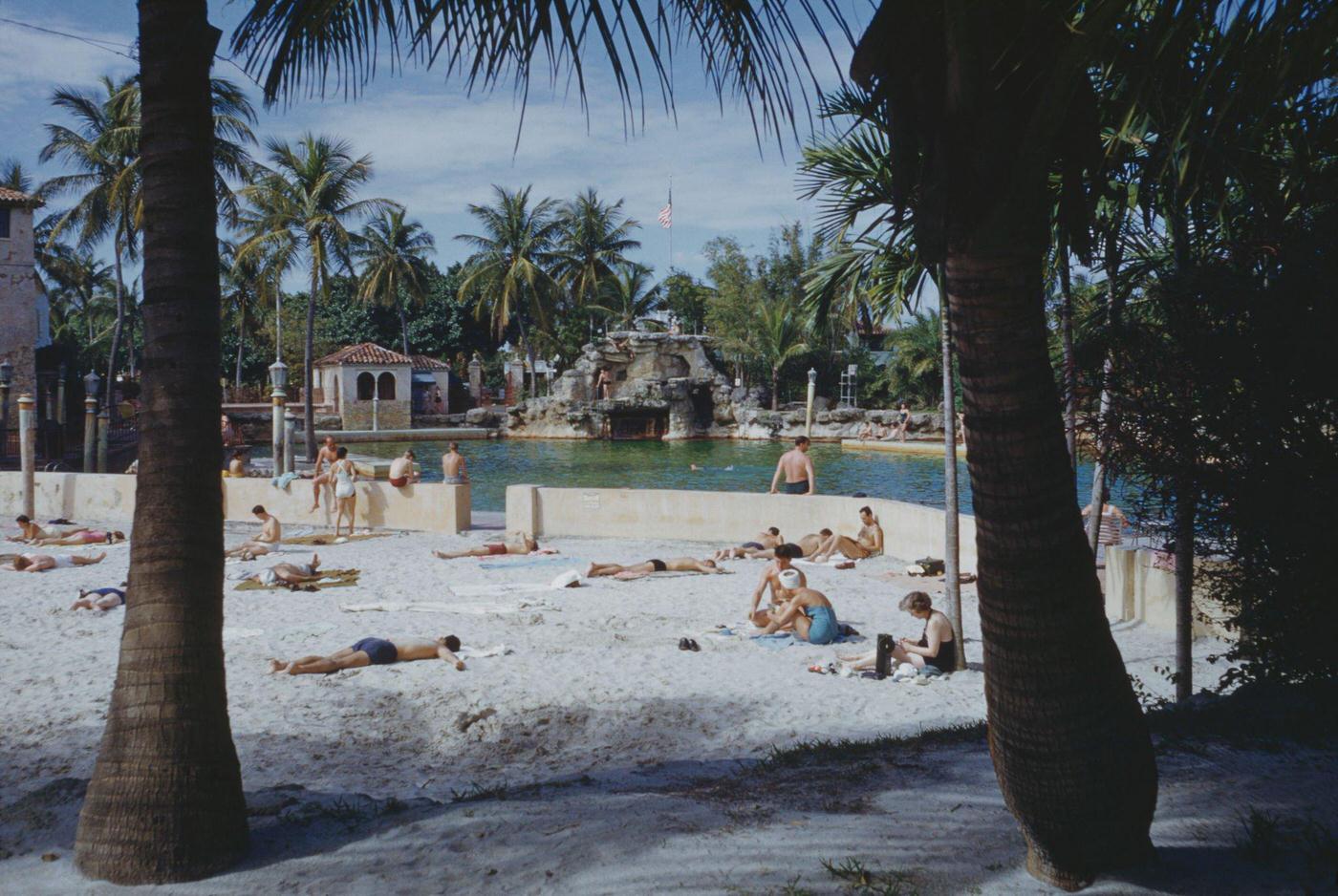 The Venetian Pool, a public swimming pool in Coral Gables, Florida, 1960