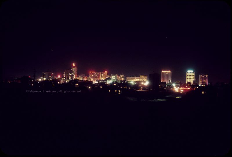Atlanta skyline at night, 1963