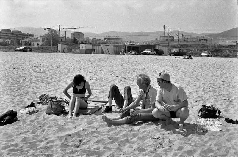 On the beach, Barcelona, 1990.