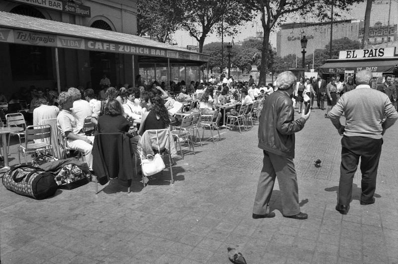 At the Zurich Bar, Plaça de Catalunya, Barcelona, 1990.