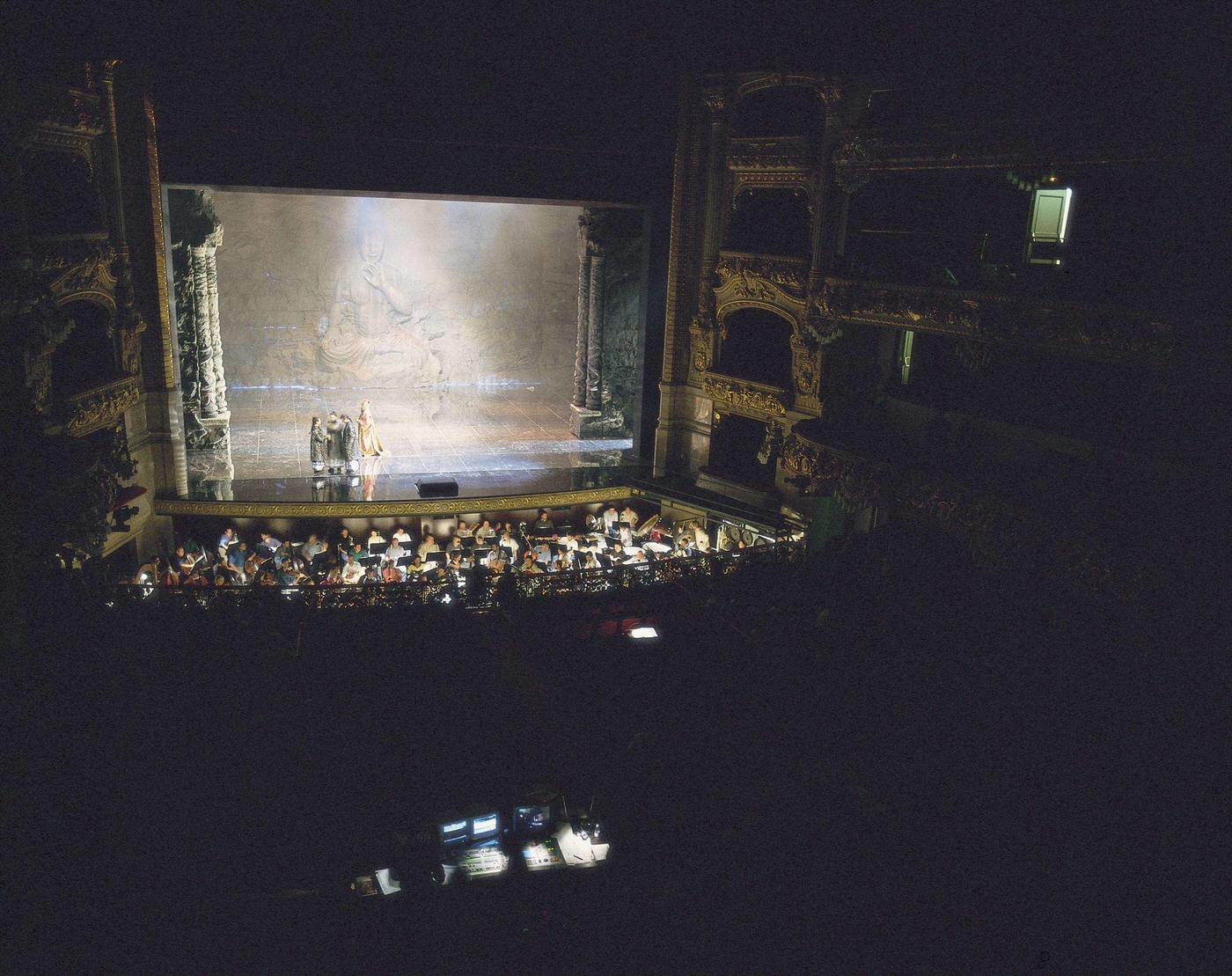 Performance in the Theater of the Liceo, Barcelona Rehearse of an opera performance in the Liceo of Barcelona