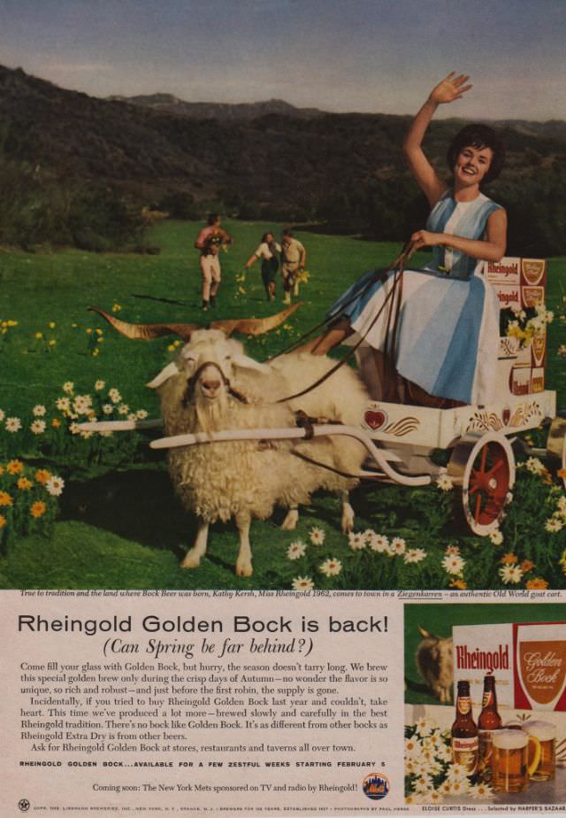 Rheingold 1962 says "Rheingold Golden Bock is Back!