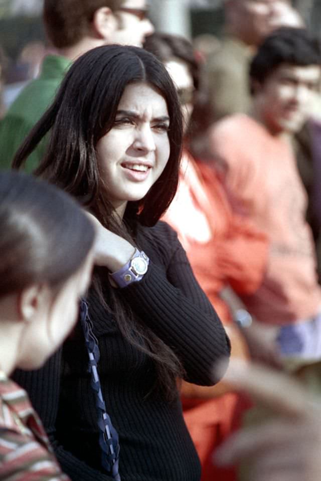 Faces in the crowd, Columbus Day parade, Boston, Massachusetts, 1971