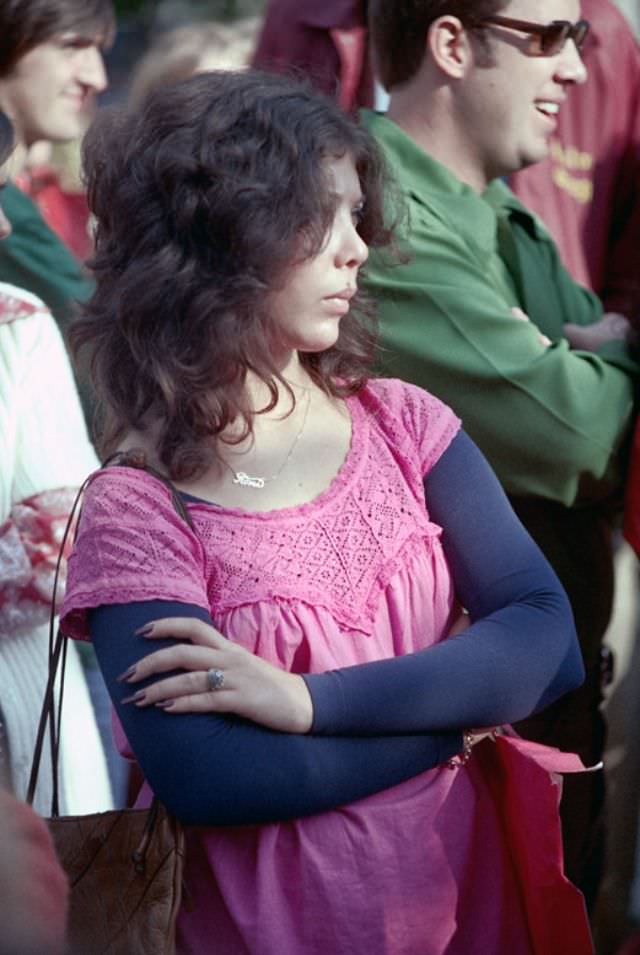 Faces in the crowd, Columbus Day parade, Boston, Massachusetts, 1971