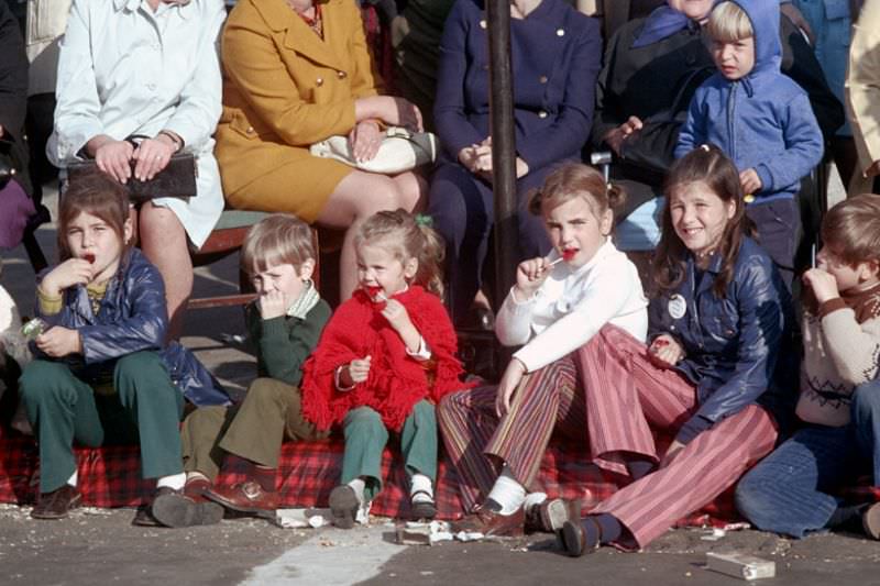 Children in the crowd, Columbus Day parade, Boston, Massachusetts, 1971