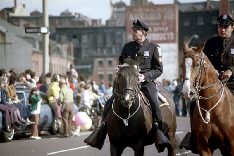 Columbus Day parade in North End, Boston, Massachusetts, 1971