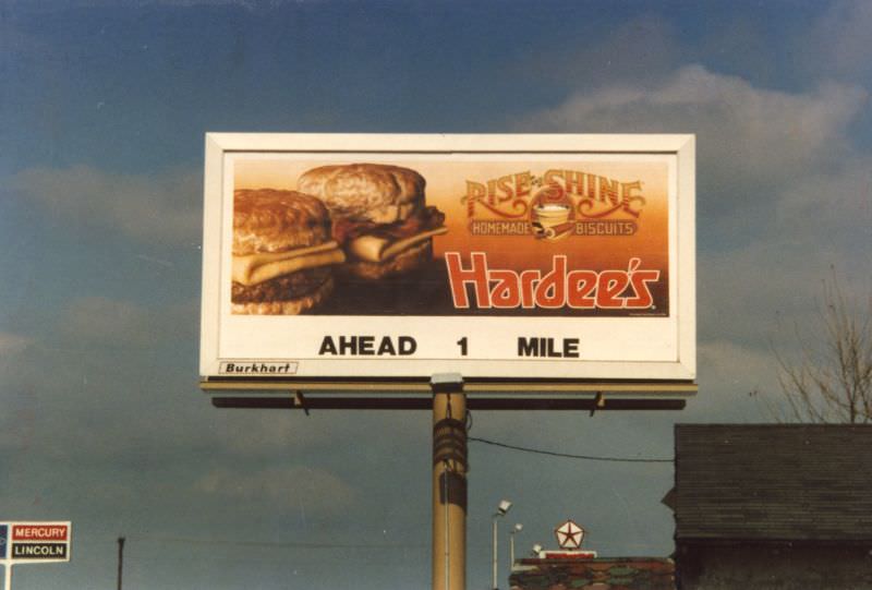 Hardee's Billboard, somewhere in Indiana, circa 1986