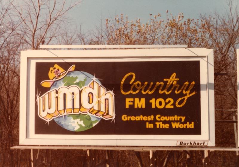 WMDH Country FM 102, Muncie, Indiana, circa 1986