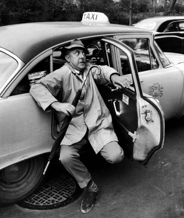 French actor Jacques Tati in New York City, 1958.