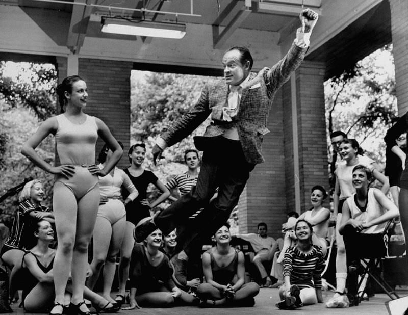 Bob Hope on the set of the 1958 television movie version of Roberta.