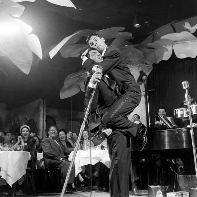 Dean Martin and Jerry Lewis at the Copacabana, 1949.