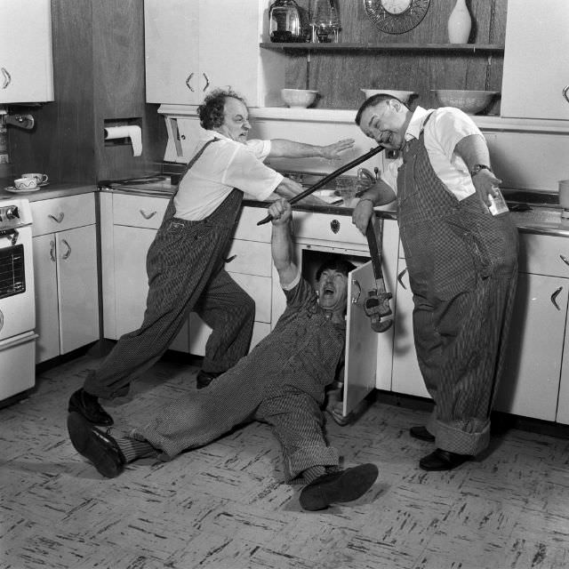 The Three Stooges performed a skit, 1959.