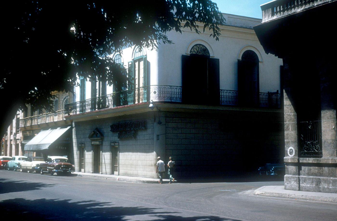 People walking along the streets of Havana, Cuba, 1950s.