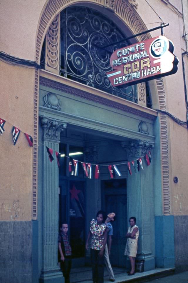Cuba, Habana Vieja, 1976. Headquarters building of Regional Committee Centro-Habana del C.D.R