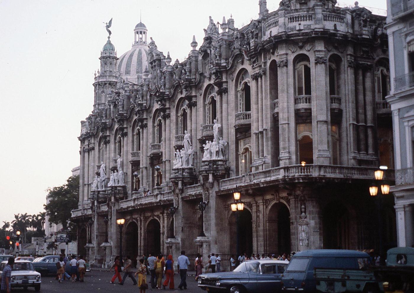 Neo-baroque Gran Teatro, Havana, Cuba, December 1979.