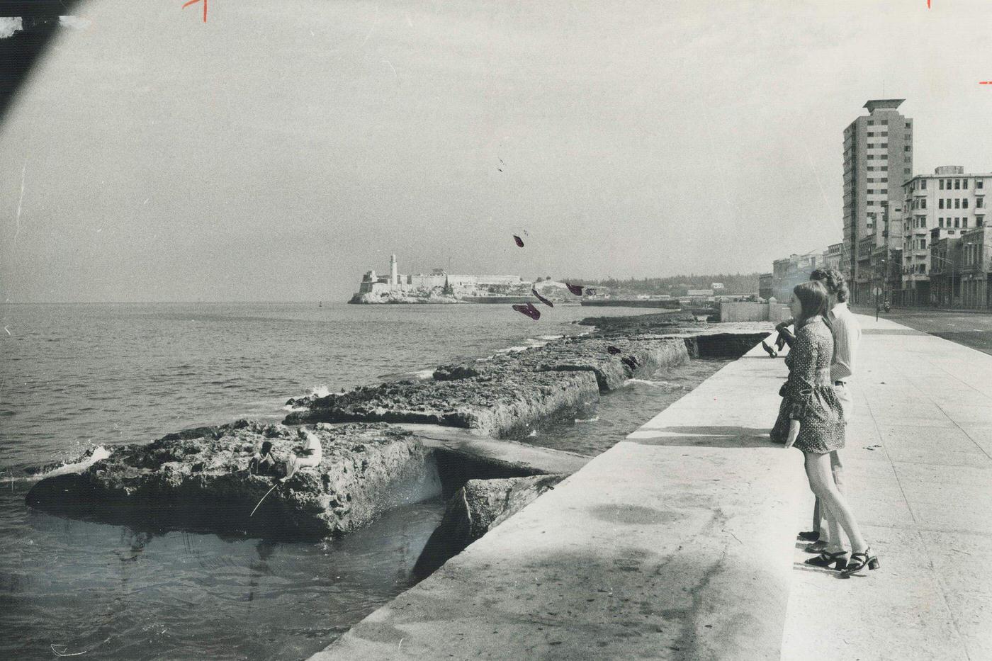 Havana Waterfront scenery, popular among Canadian tourists, Havana, Cuba, 1978.