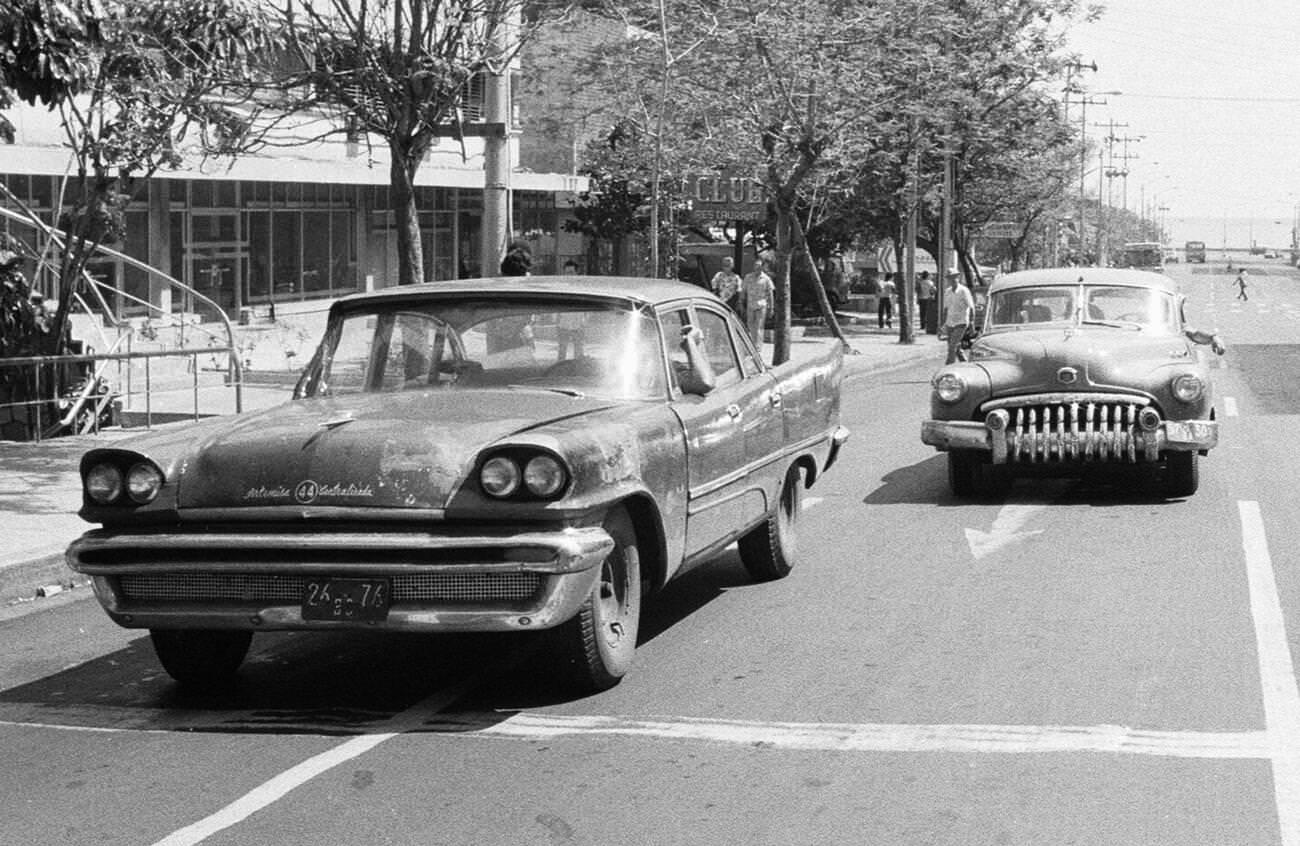 Classic American cars on the streets of Havana , Cuba 21st May 1978