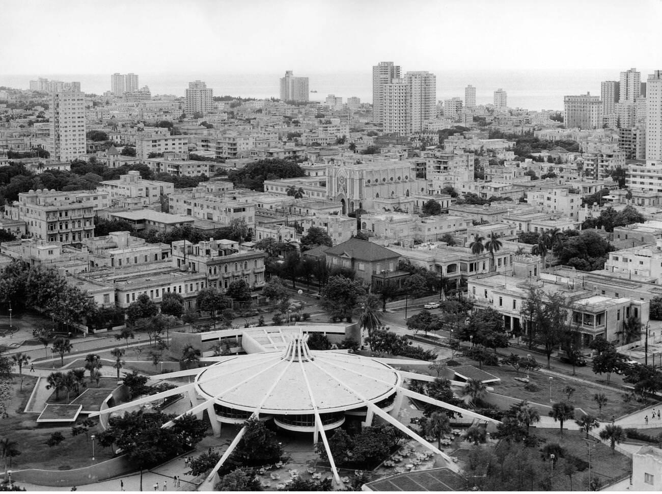 View of the district Vedado with the ice cream palace in the foreground, August 1971,