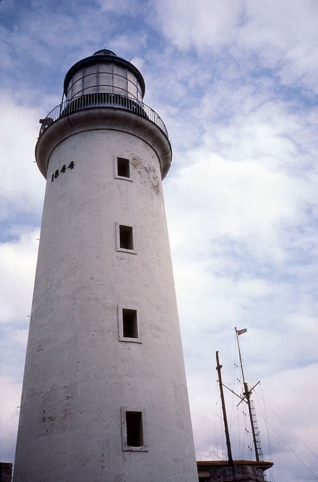 View, looking up, at the Faro Castillo del Morro lighthouse, Havana.