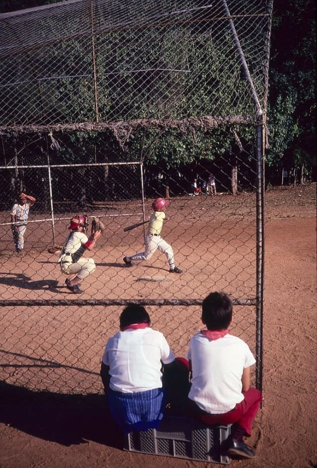 A children's baseball game at Lenin Park in the Arroyo Naranjo district, Havana.