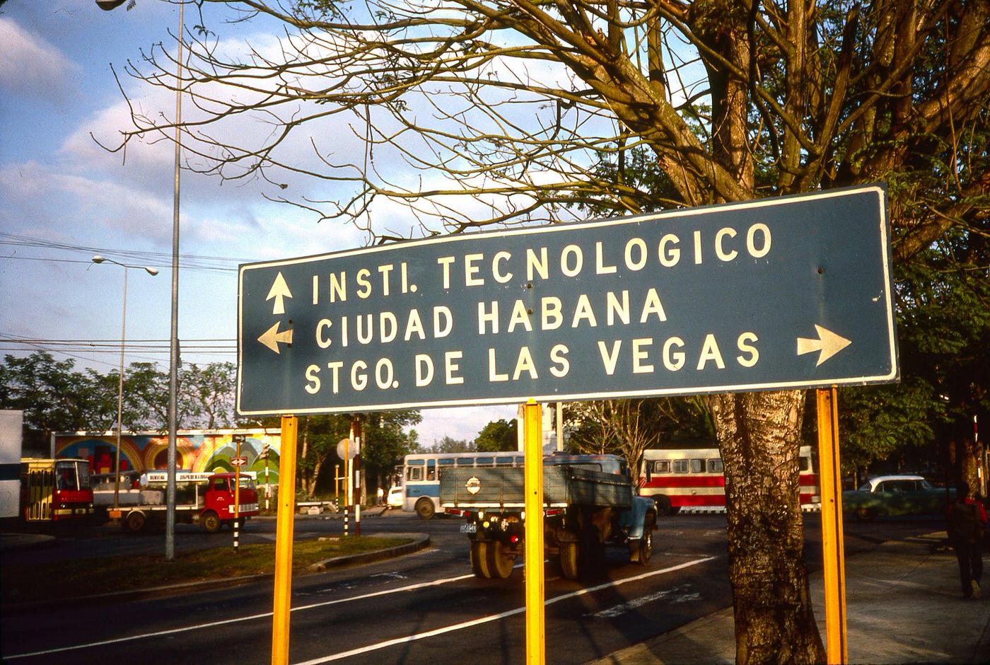 Road Sign Leaving Jose Marti Airport, Havana, Cuba, 1983.