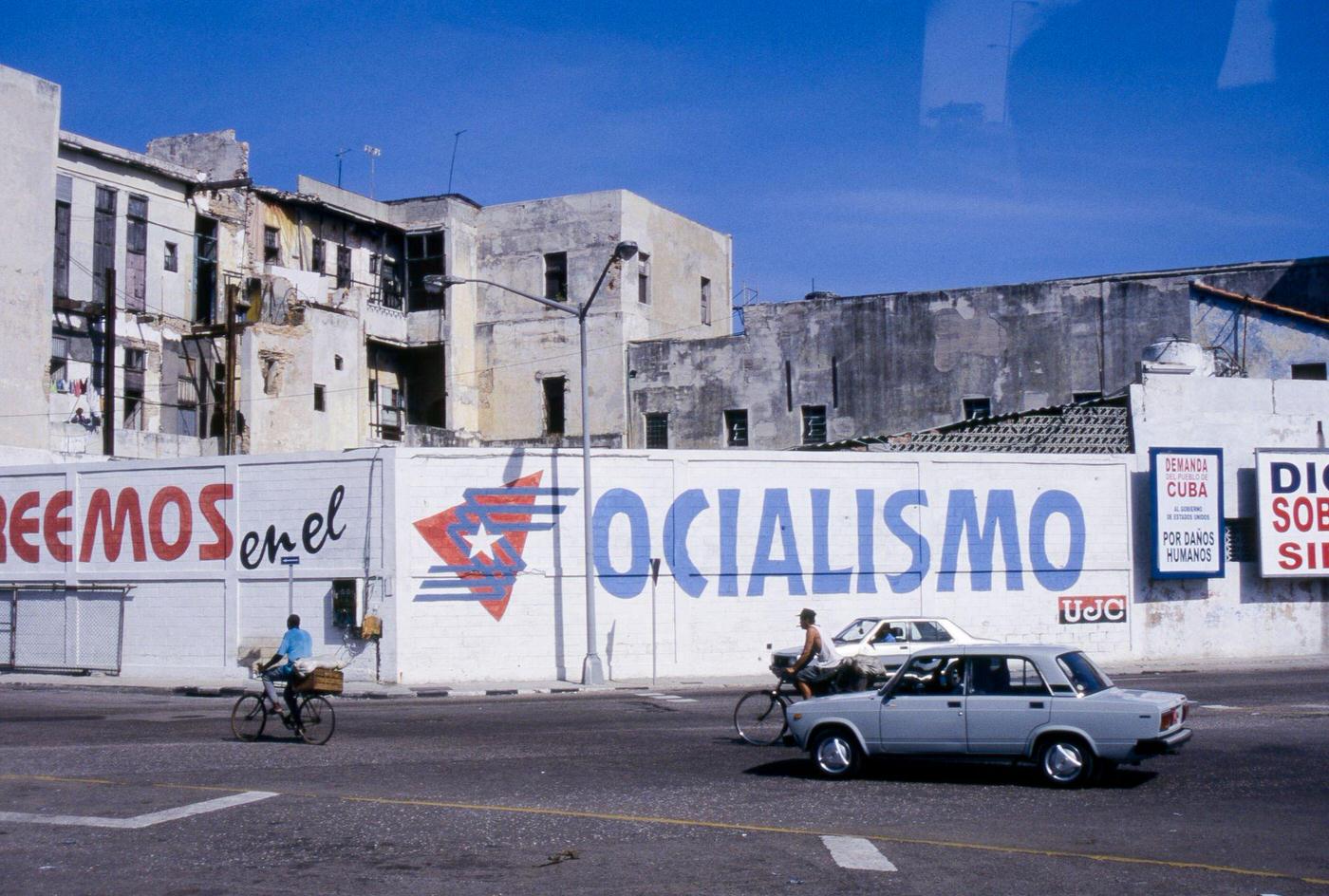 Mural and old car in Havana, Cuba, June 1999.