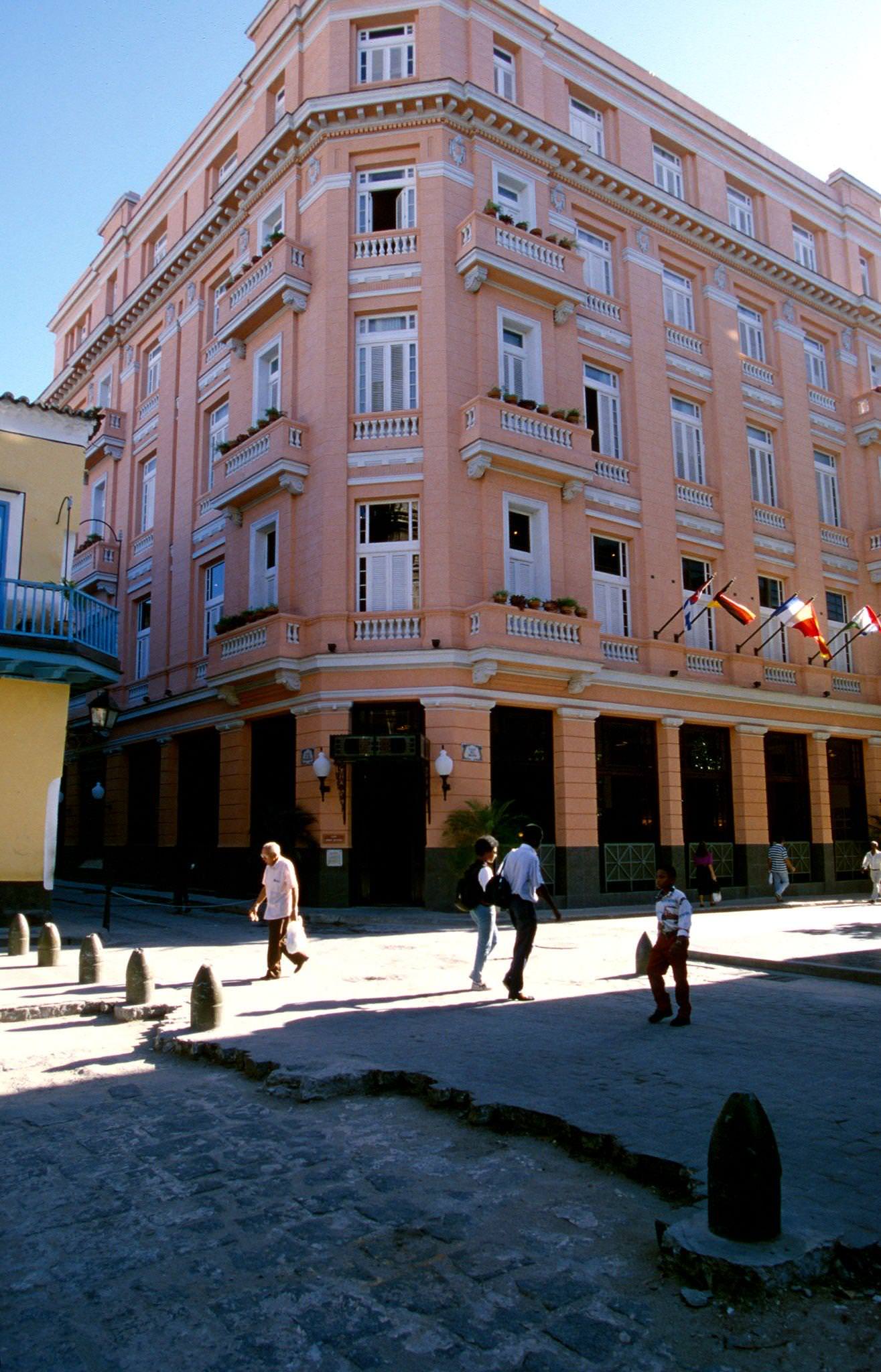 Entrance of the Hotel Ambos Mundos where Ernest Hemingway lived in Havana, Cuba, 1990.