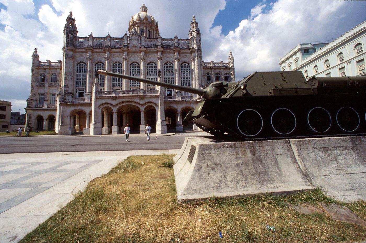 Tank used by Fidel Castro in the Museo de la Revolucion square in Havana, Cuba, 1990.