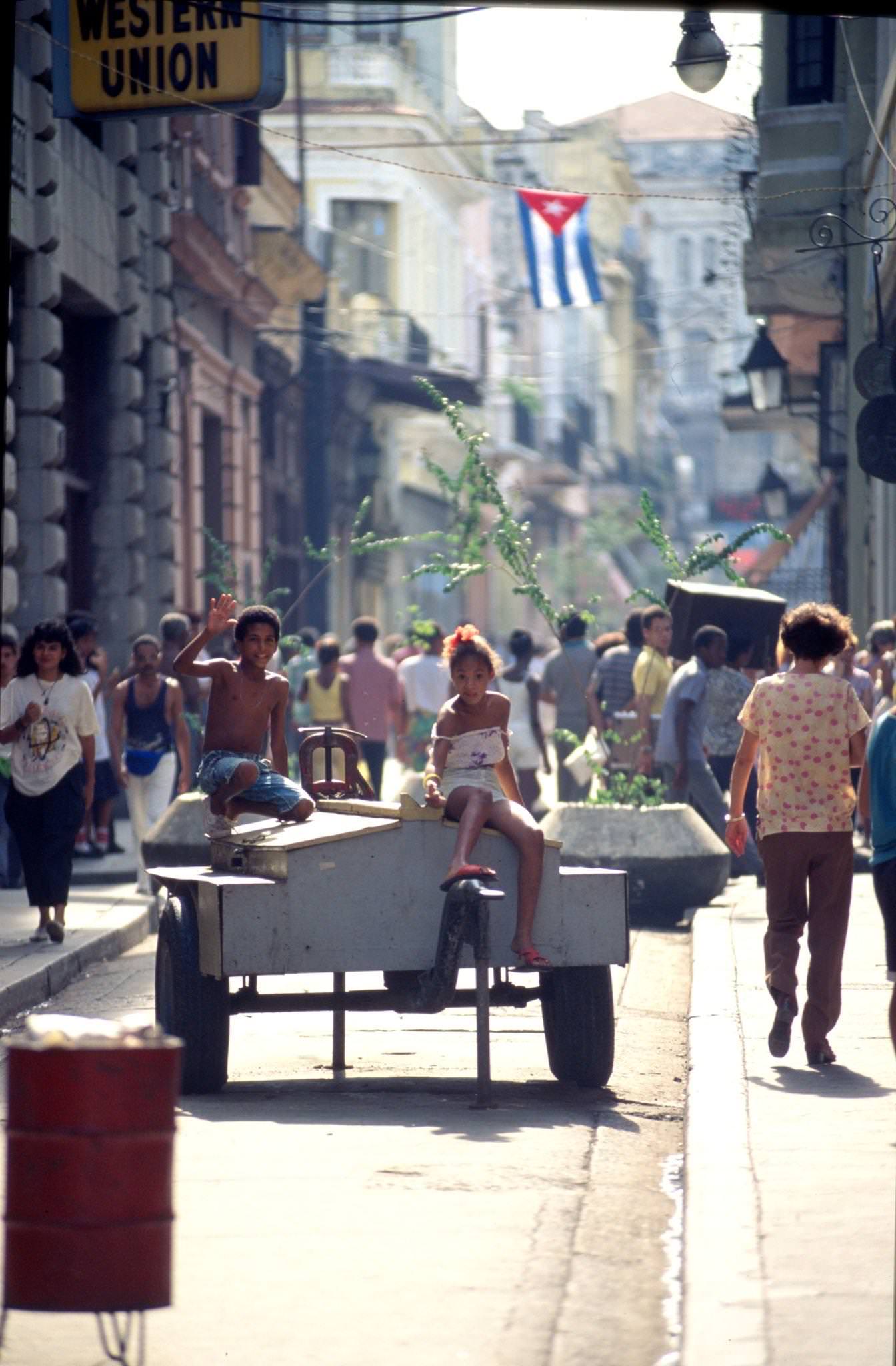 Cubans in downtown Havana, Cuba, 1991.