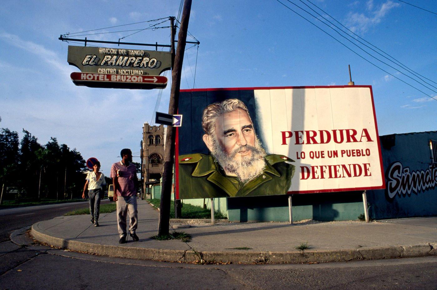 Images of Fidel Castro appearing on billboards in Havana, Cuba, 1991.